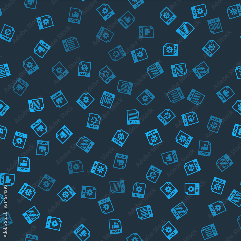 Set DLL file document, MAX, XLS and MOV on seamless pattern. Vector Set DLL file document, MAX, XLS and MOV on seamless pattern. Vector