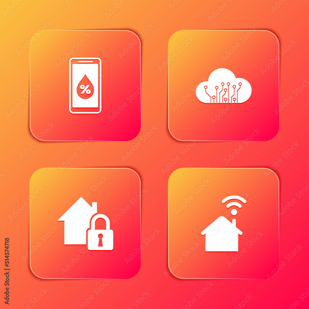 Set Humidity for smart home, Internet of things, House under protection and Smart with wi-fi icon. Vector Set Humidity for smart home, Internet of things, House under protection and Smart with wi-fi icon. Vector