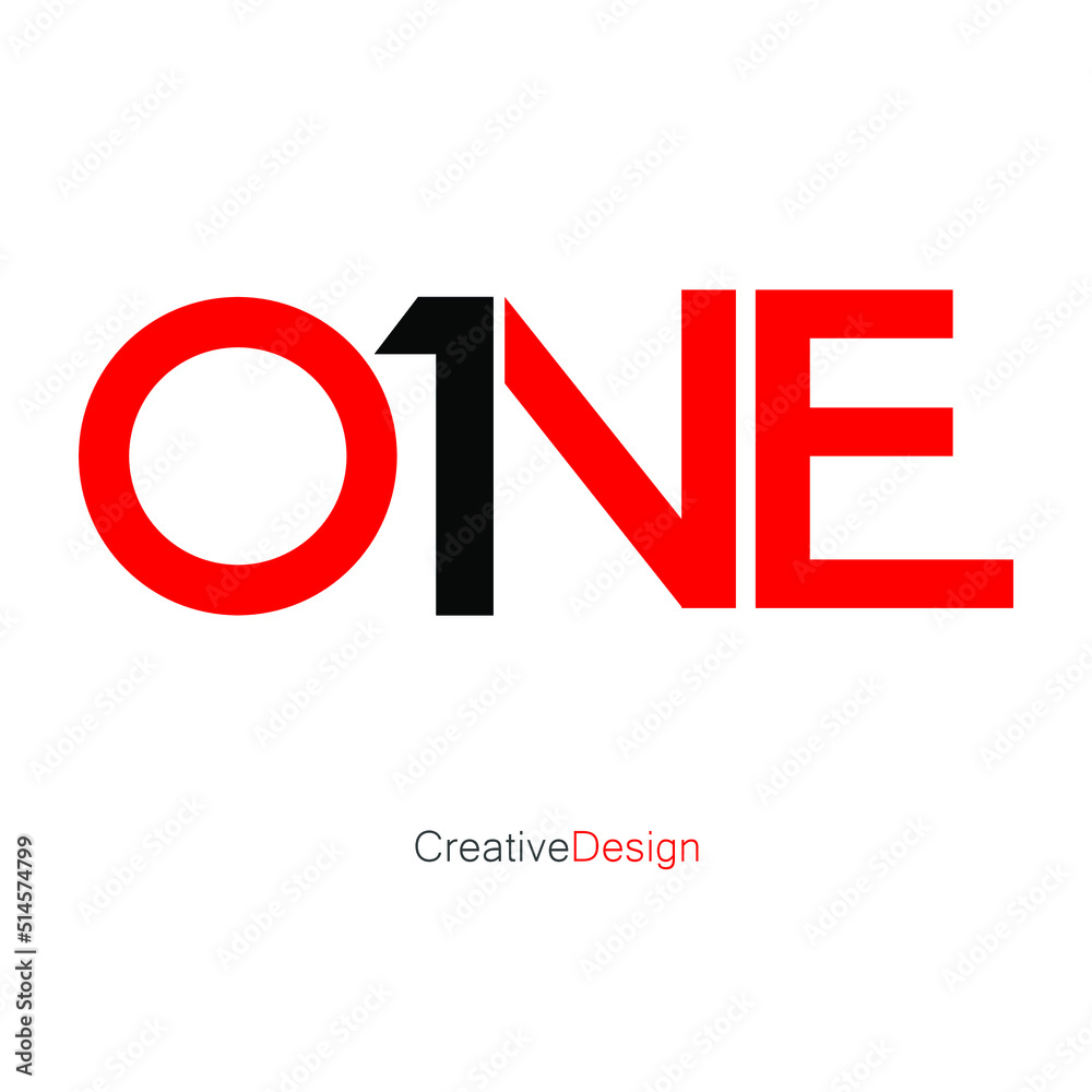 One Logo Design Vector Template Illustration. 1 Number One Logo. Stock
