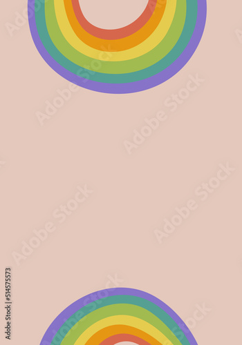 Retro background wiht groovy rainbow in doodle style. Isolated vector template for cover, banner or posters in 1970s style.