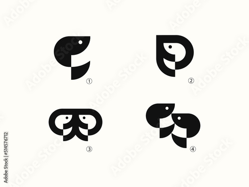 Set of fish logo design. Modern concept for symbols or icons. Vector, 2022-2023.