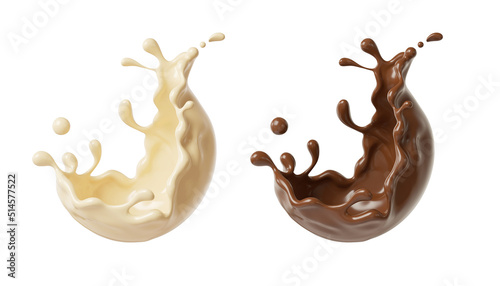 Brown Liquid chocolate splash or cocoa splashing isolated design