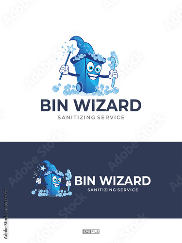 Bin wizard sanitation logo design vector