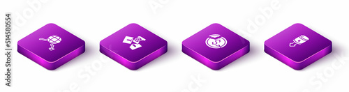 Set Isometric Global economic crisis, Tearing money banknote, Dollar rate decrease and Drop crude oil price icon. Vector