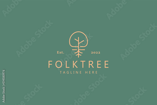 Minimalist Nature Tree Logo Template. Creative Sign Symbol Brand Identity Idea.