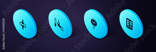 Set Isometric Nicotine gum in blister pack, No smoking, Giving up cigarette and Joint pain, knee pain icon. Vector