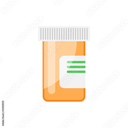 Pill bottle icon in flat style. Medical capsules vector illustration on white isolated background. Pharmacy sign business concept.