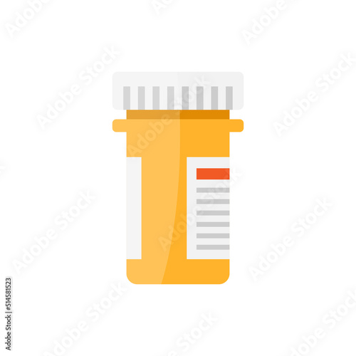 Pill bottle icon in flat style. Medical capsules vector illustration on white isolated background. Pharmacy sign business concept.