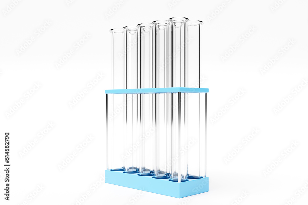 3d illustration of glassware with liquids for laboratory analysis, isolated on a цршеу background. Flasks with a transparent liquid with reflection stand in an even row 3d illustration of glassware with liquids for laboratory analysis, isolated on a цршеу background. Flasks with a transparent liquid with reflection stand in an even row