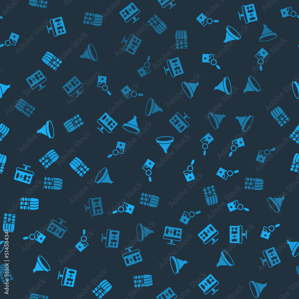 Set Algorithm, Photo retouching, Funnel filter and Binary code on seamless pattern. Vector