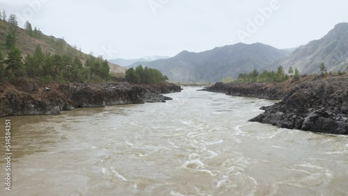 The stormy Katun River in the Altai Mountains
