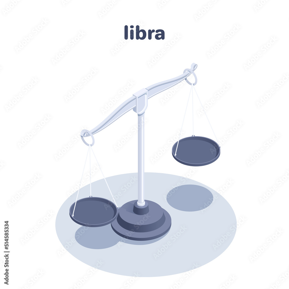 isometric vector illustration isolated on white background, old style libra icon, measurement or comparison isometric vector illustration isolated on white background, old style libra icon, measurement or comparison