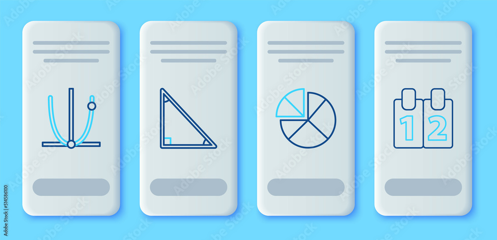 Set line Triangle math, Graph, schedule, chart, diagram, and Calendar icon. Vector Set line Triangle math, Graph, schedule, chart, diagram, and Calendar icon. Vector