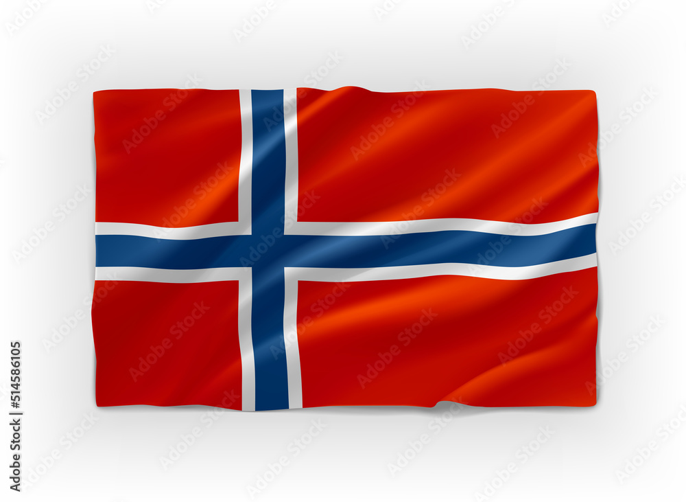 Blue, red and white flag of Norway. 3d vector object isolated on white background Blue, red and white flag of Norway. 3d vector object isolated on white background