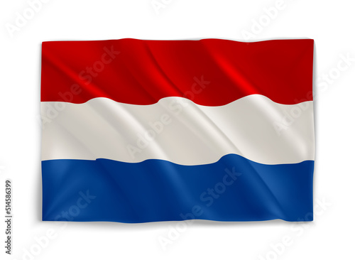 Free Download Red, White and Blue dutch flag. 3d vector object isolated on white - GFXLoad
