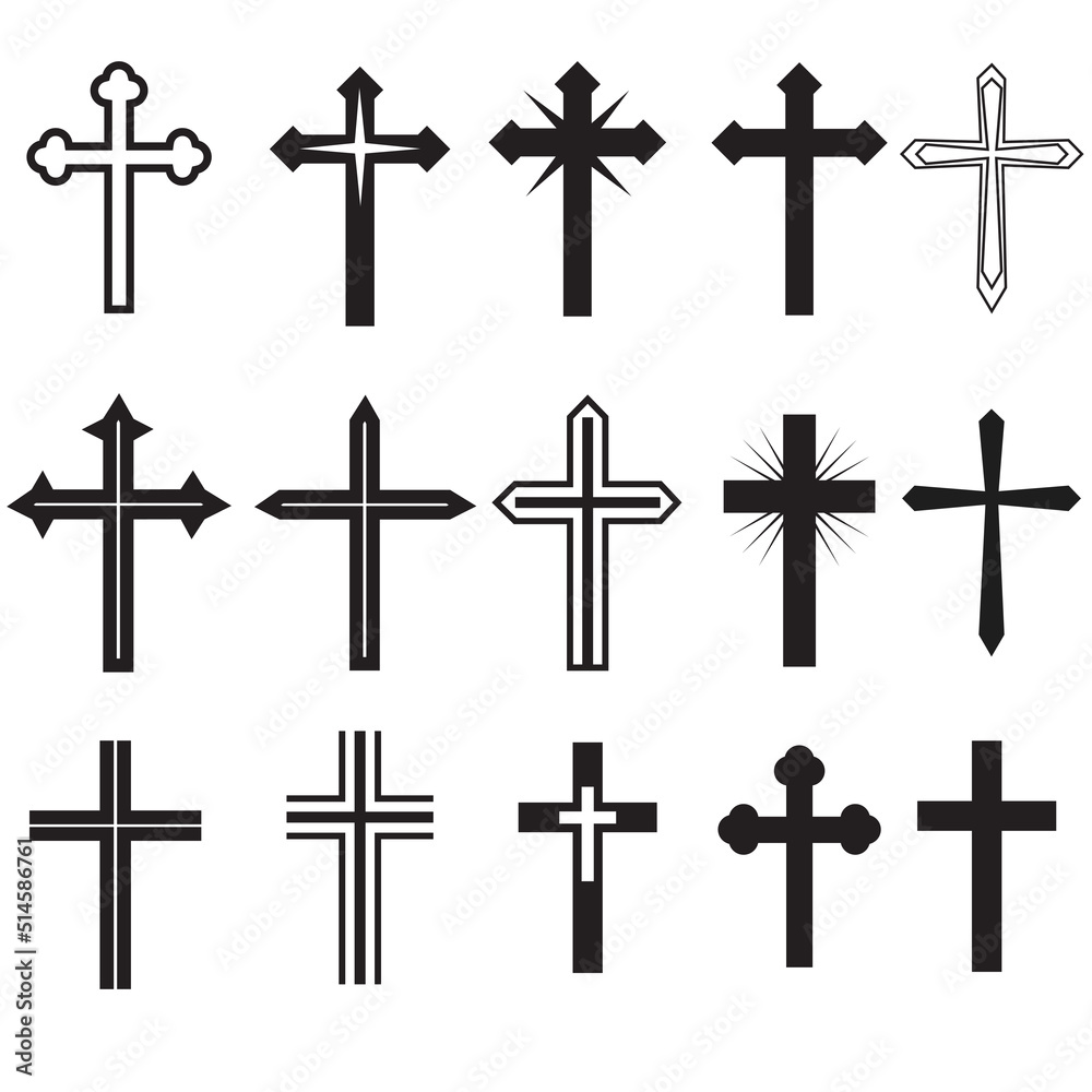 Set of religion cross element icon