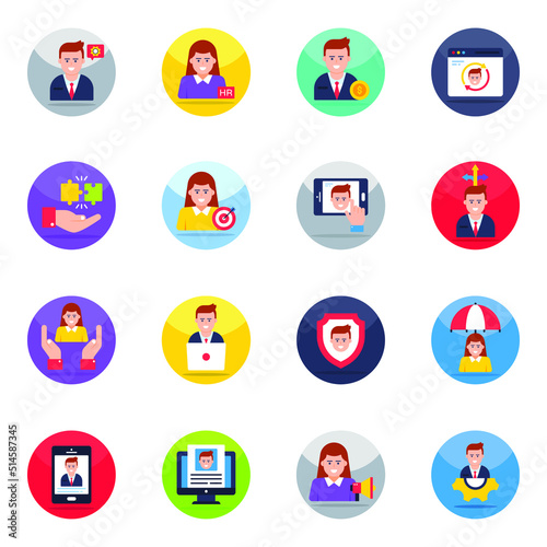 Pack of Business and Hiring Flat Icons

