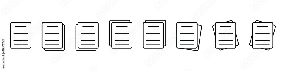 Document icon. File, text document, a sheet of paper document. Document icon. File, text document, a sheet of paper document.