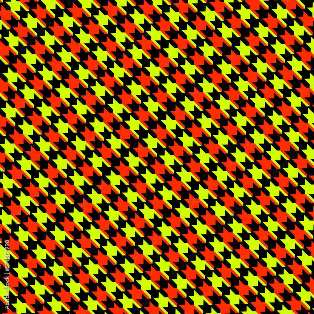 Colorful houndstooth fabric texture for fashion design.