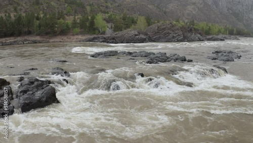 The stormy Katun River in the Altai Mountains
