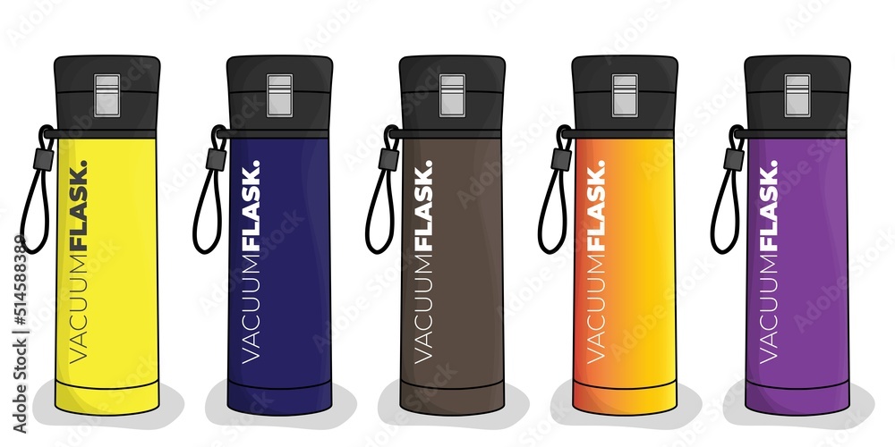 Vacuum flask template in yellow dark blue black purple and orange gradation color design Vacuum flask template in yellow dark blue black purple and orange gradation color design