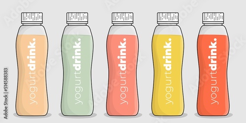 Plastic bottle template design for yogurt or milk packaging design