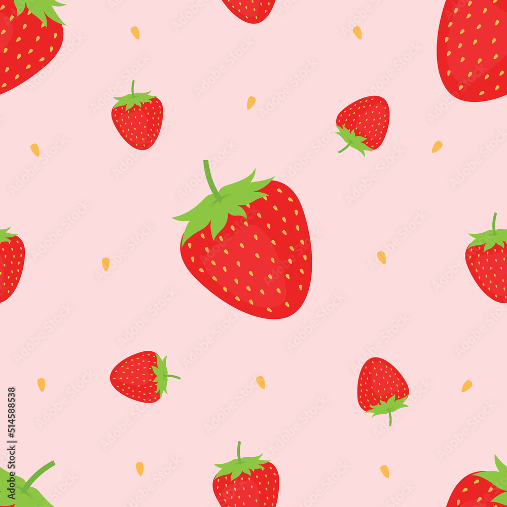 Red strawberries seamless pattern background. Vector decorative design for backdrops, wrapping paper, fabric textile prints Red strawberries seamless pattern background. Vector decorative design for backdrops, wrapping paper, fabric textile prints