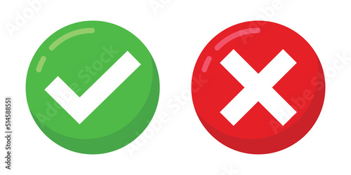 True and false symbols accept rejected Vector Illustration. Simple and modern design style 