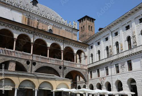 Ancient landmarks in Padua in Italy called PALAZZO DELLA RAGIONE and the tower of Elderly