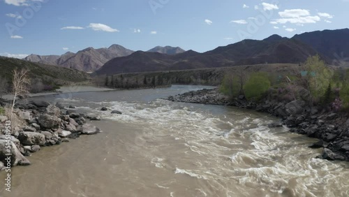 The stormy Katun River in the Altai Mountains

