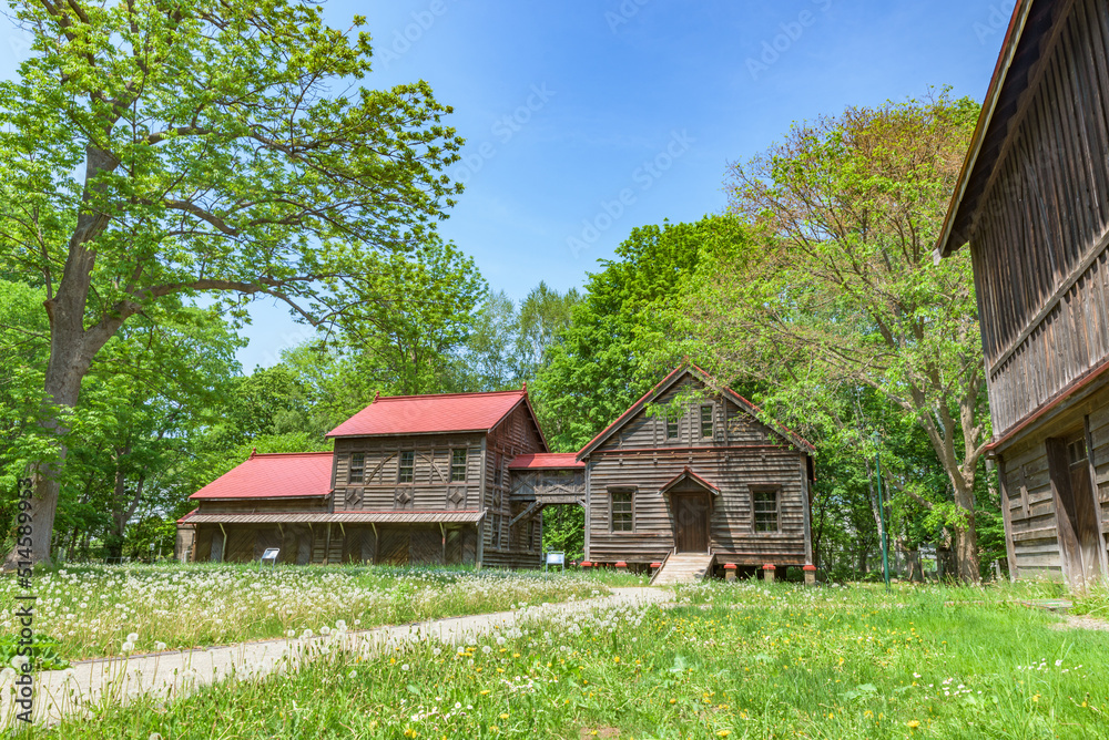 apporo Agricultural College Dairy Farm, one of Important Cultural Properties of Japan, in Sapporo City, Hokkaido, Japan..