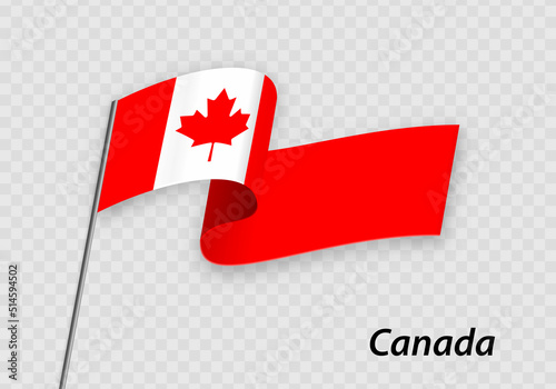 Waving flag of Canada on flagpole. Template for independence day