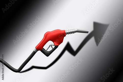 Growing oil prices concept.
Strong increase in energy costs. 3D rendering.
