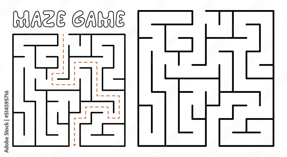 Maze game for kids. Maze puzzle with solution