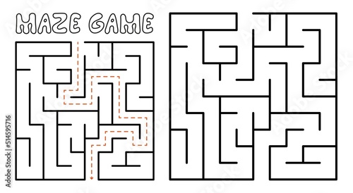 Maze game for kids. Maze puzzle with solution