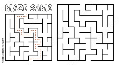 Maze game for kids. Maze puzzle with solution