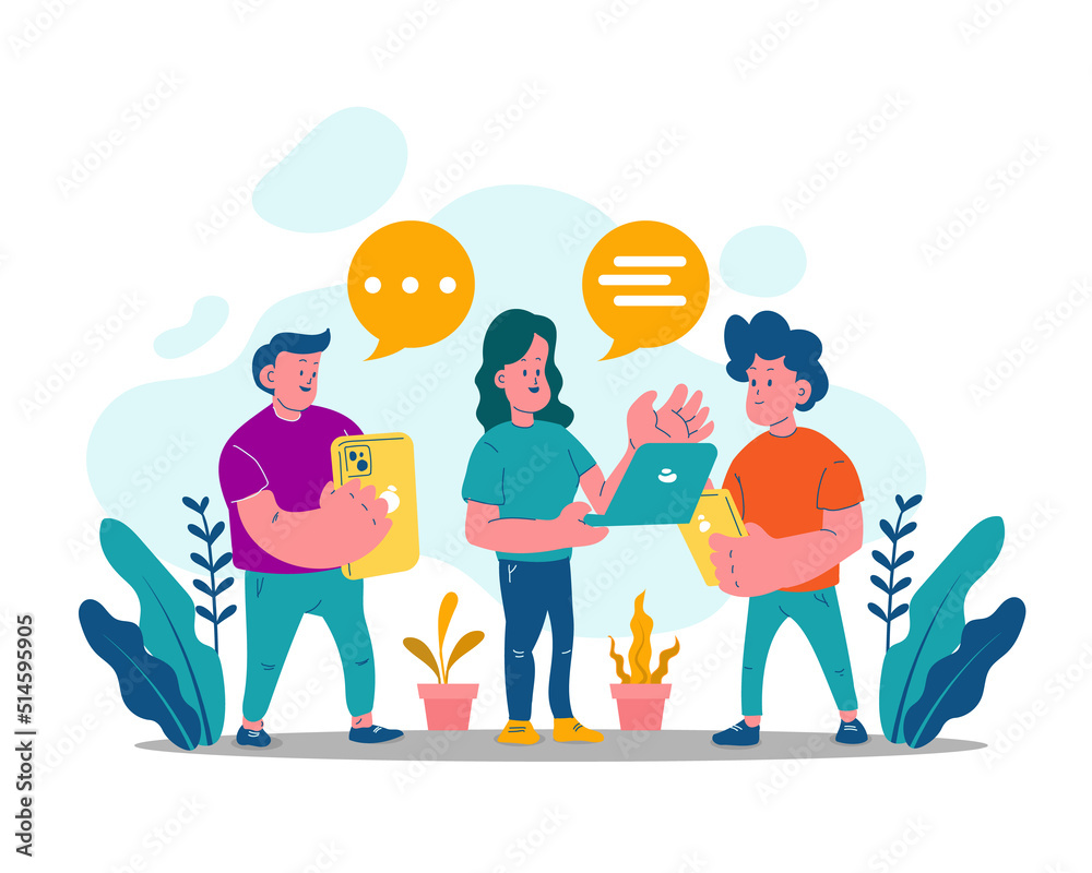 Flat design illustration for communication network business Flat design illustration for communication network business
