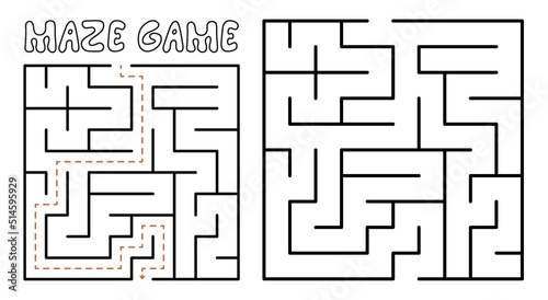Maze game for kids. Maze puzzle with solution