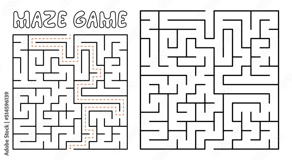 Maze game for kids. Maze puzzle with solution