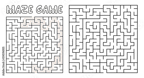 Maze game for kids. Maze puzzle with solution
