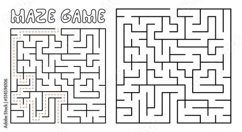 Maze game for kids. Maze puzzle with solution
