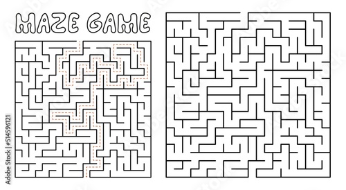 Maze game for kids. Maze puzzle with solution