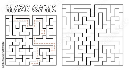 Maze game for kids. Maze puzzle with solution