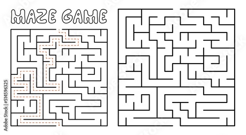 Maze game for kids. Maze puzzle with solution