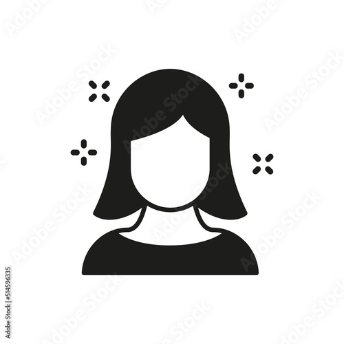 Woman Shine Hairstyle Silhouette Icon. Natural Shiny Female Coiffure Black Pictogram. Glossy and Beautiful Girl Hairdo Icon. Isolated Vector Illustration