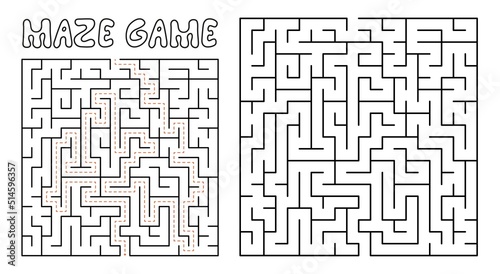 Maze game for kids. Maze puzzle with solution