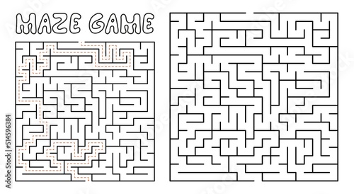 Maze game for kids. Maze puzzle with solution