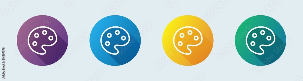 Palette line icon in flat design style. Art symbol vector illustration.
