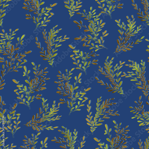 autumn bouquets twigs with small leaves vector seamless pattern