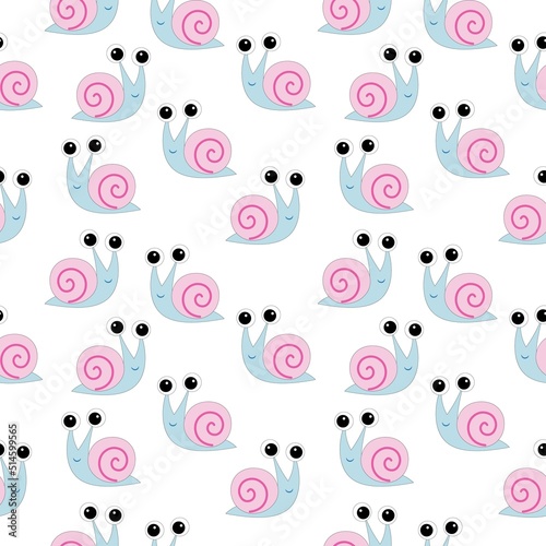 Seamless background with snails.Vector graphics.